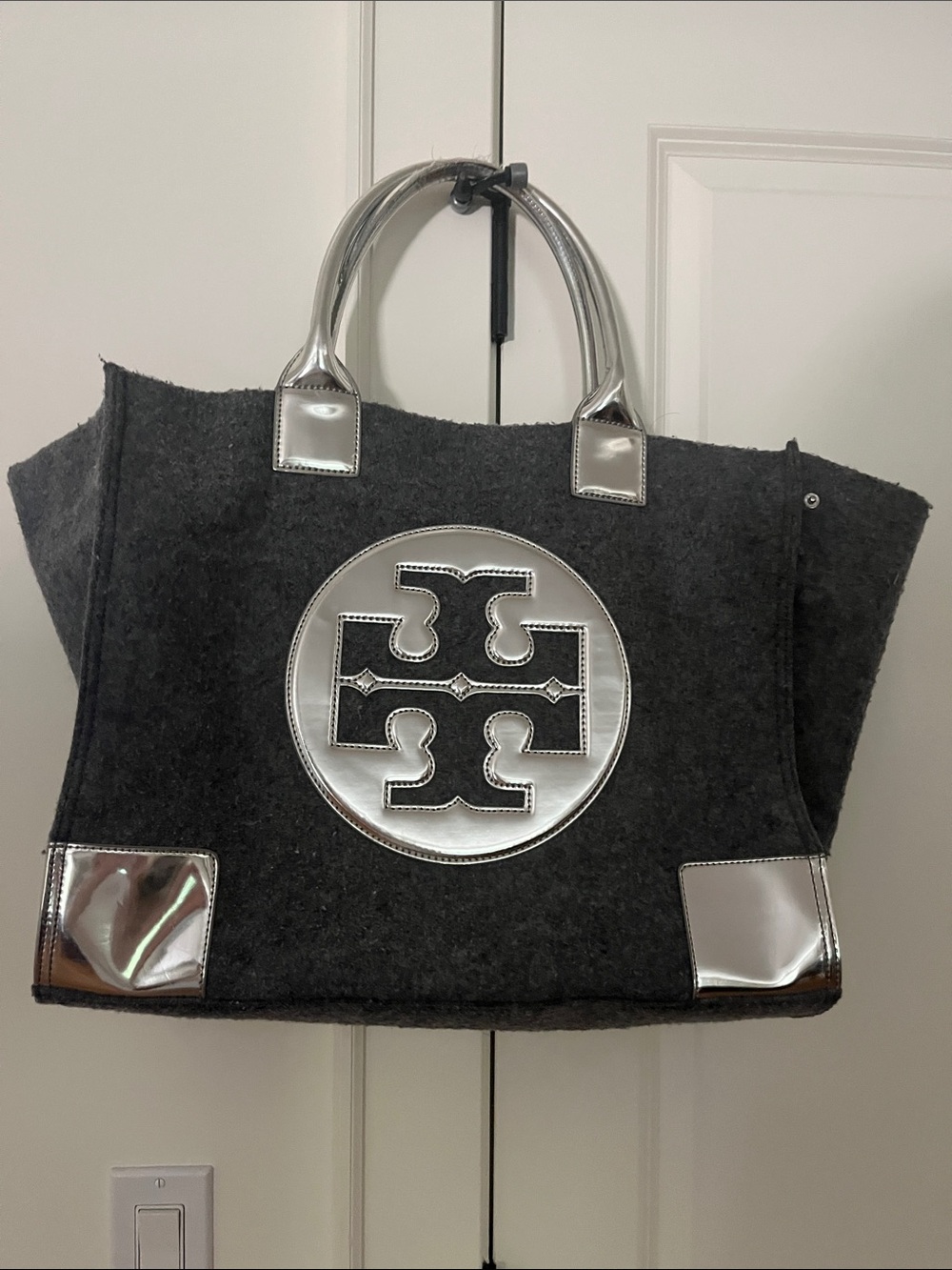 Tory Burch Leather Trimmed Wool Ella Tote